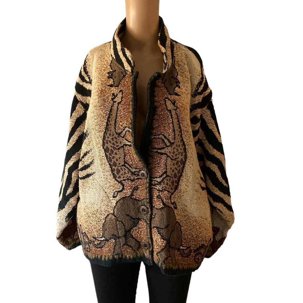 Vintage Sugar Street Weavers-Tapestry Woven Safari Blazer-Jacket